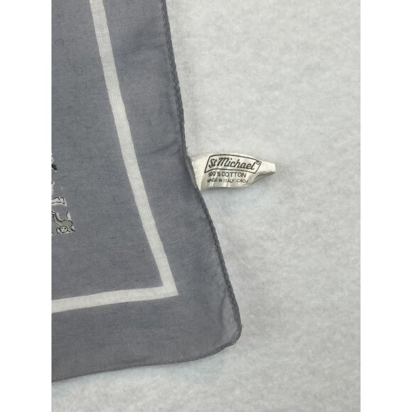 St Michael Rayon Twill Triangle Long Scarf 29"x46” Grey Polka Square Dancers - Picture 4 of 8